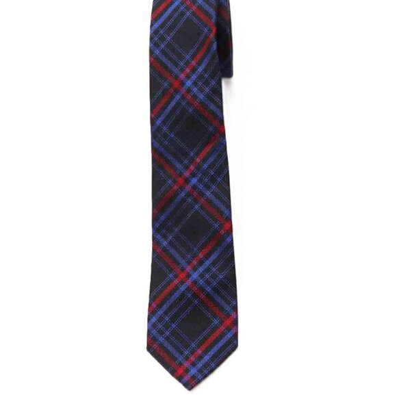 NEW Ben Sherman Silk and Wool Tie Red Blue Black Plaid Men's - Picture 1 of 1